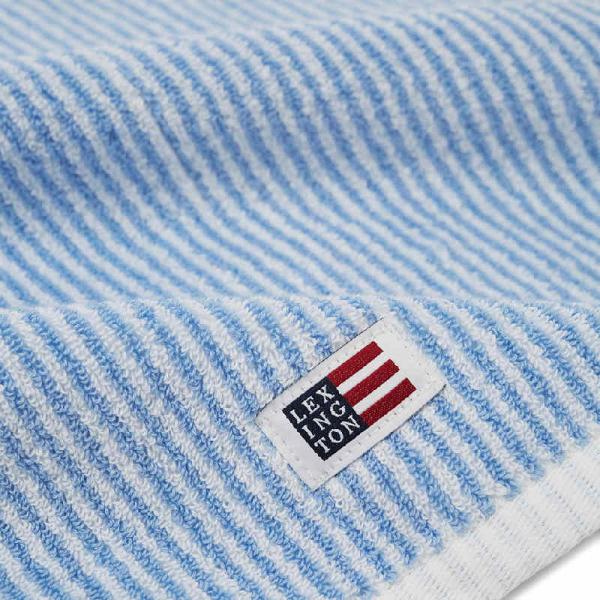 Lexington Handtuch Original Towel White Blue Striped Mood Close Up