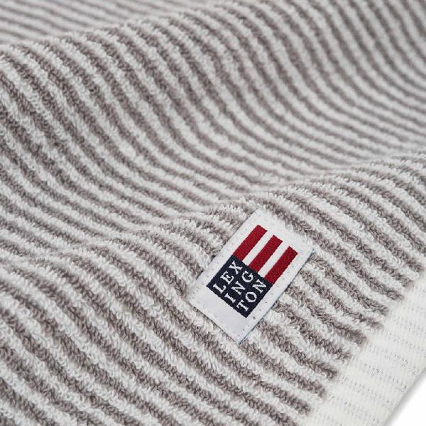 Lexington Handtuch Original Towel White Gray Striped Close Up