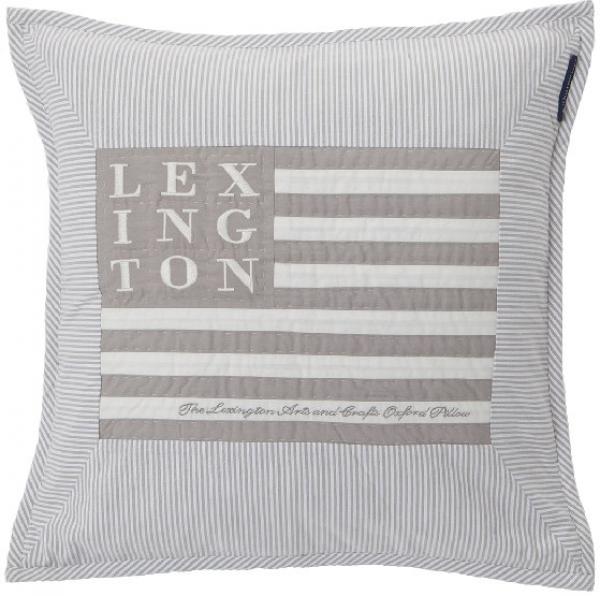 Lexington Zierkissen Logo Arts Crafts Sham Grau Weiss Trend Schick Modern
