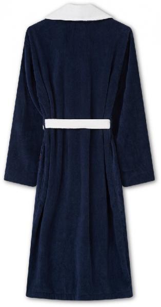 Lexington Bademantel Cotton Velour Contrast Robe Blau Weiss