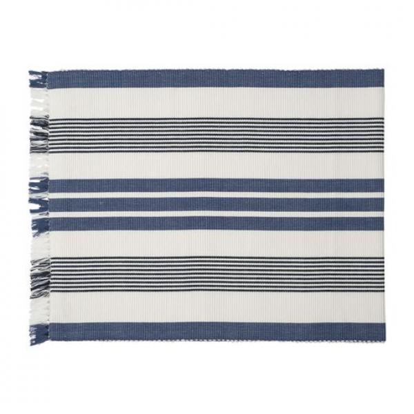 Lexington Tischläufer Striped Fringe White/Blue, Schick, Modern, Trendig