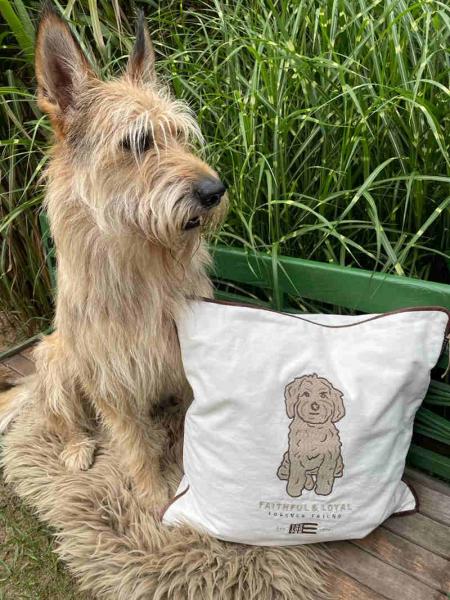 Lexington Kissenbezug Dog Embroidered Organic Cotton Twill