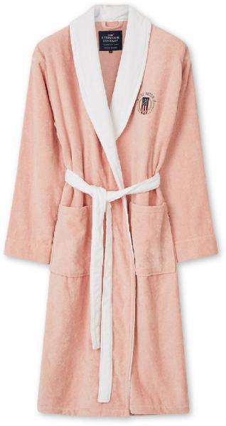 Lexington Bademantel Cotton Velour Contrast Robe Weiss Pink Bademantel Schoen Weich Lexington Bademantel Cotton Velour Contrast Robe Weiss Pink Bademantel Schoen Weich