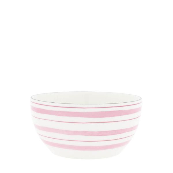 Bastion Collections Bowl White M Watercolour Rose Stripes 14 x7cm