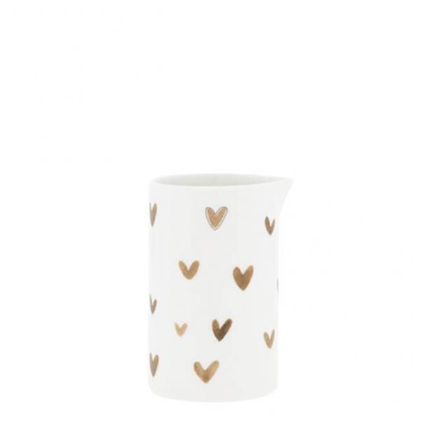 Bastion Collections Milk Jug White/Brown Hearts