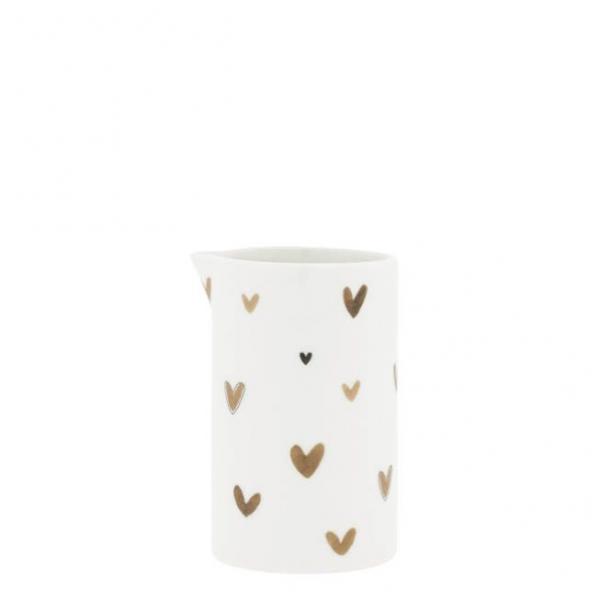 Bastion Collections Milk Jug White/Brown Hearts