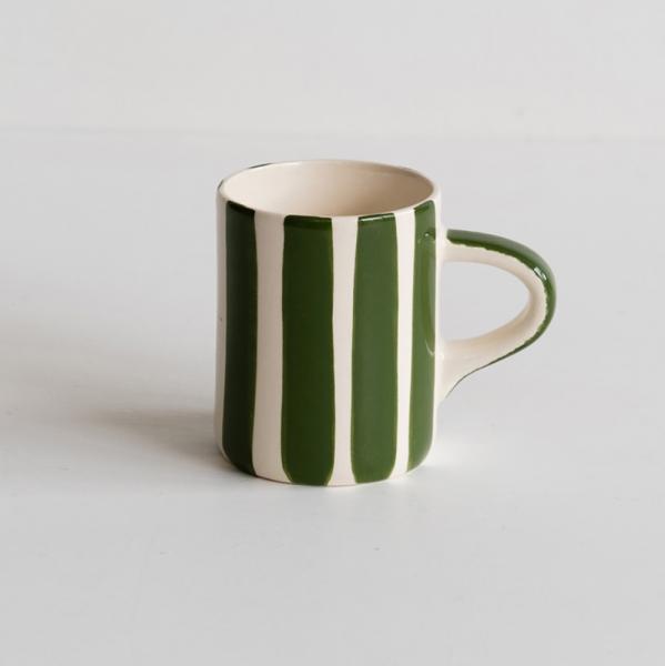 Musango Espresso Cups Candy Stripe Moss Green
