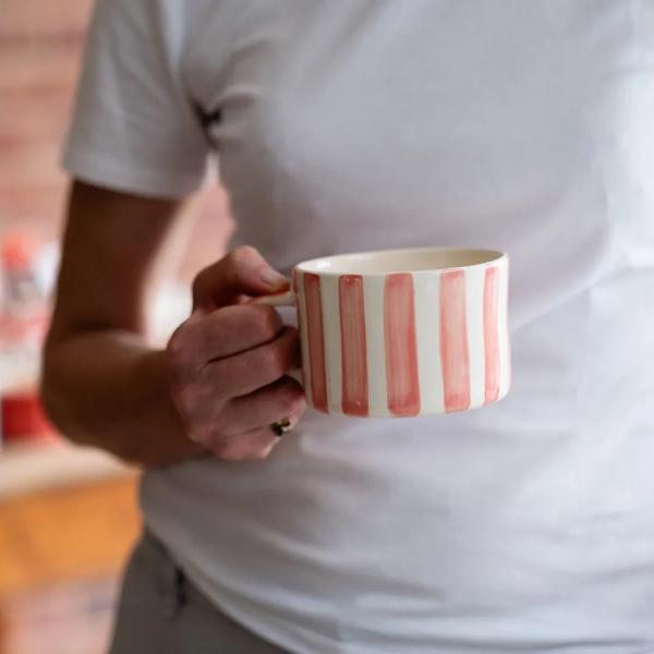 Musango Mugs Candy Strip Rose Musango Mugs Candy Strip Rose