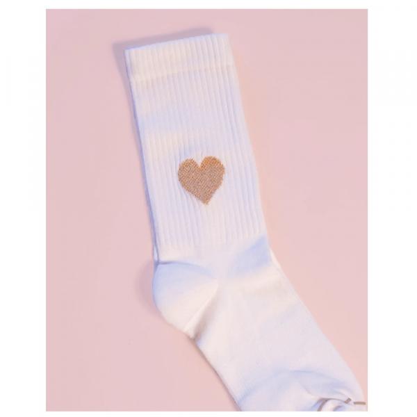 ooley Socken Icon’OL Glitter Love Gold in Weiß mit goldenem Glitzerherz