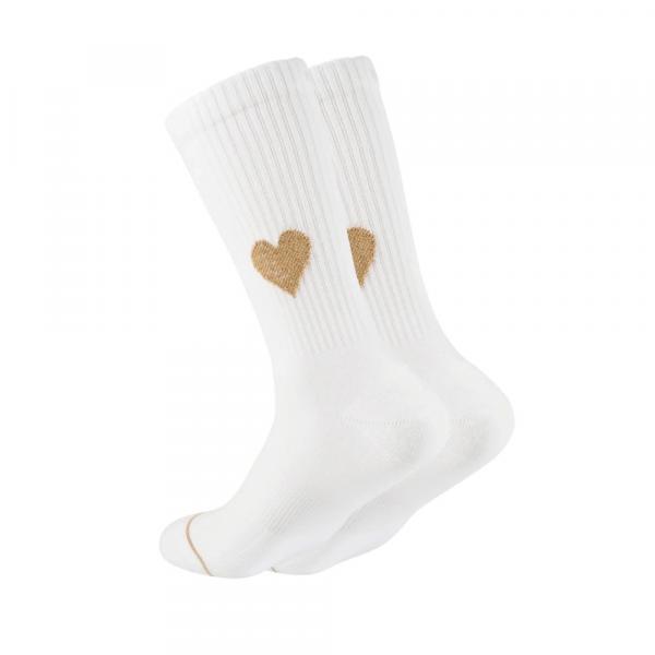 ooley Socken Icon’OL Glitter Love Gold in Weiß mit goldenem Glitzerherz