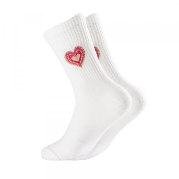 ooley Socken Icon’OL Love Love Love in Weiß mit Herz in Pink, Rot und Rosé
