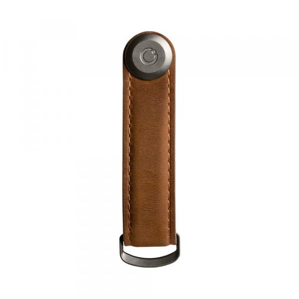 Orbitkey Crazy-Horse Key Organizer braun, Vorderansicht mit Naht