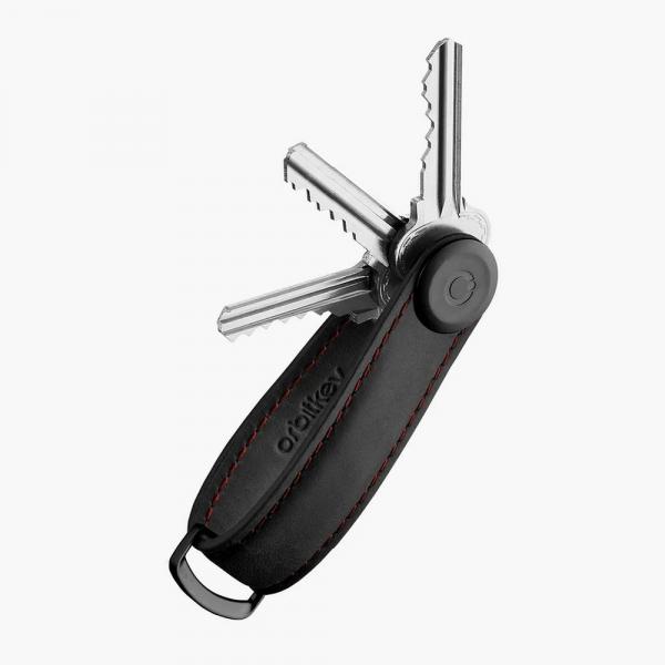 Leder Schlüsseletui schwarz Orbitkey Crazy-Horse