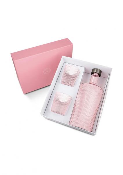 Paveau Glasflasche Trinkglas Pink Geschenkset
