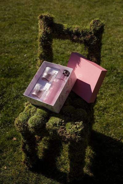Paveau Glasflasche Trinkglas Pink Geschenkset