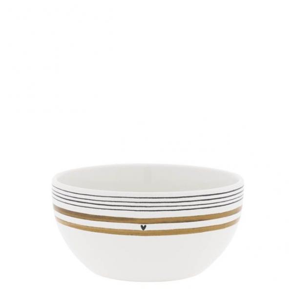Bastion Collections Schale, White Little Stripes Brown, Bastion Collections Bowl gestreift