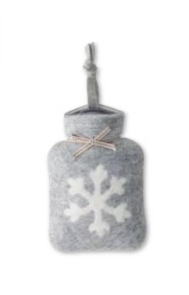 Dorothee Lehnen Miniwärmflasche Schneeflockenmotiv, hellgrau meliert, weiß Dorothee Lehnen Miniwärmflasche Schneeflockenmotiv, hellgrau meliert, weiß