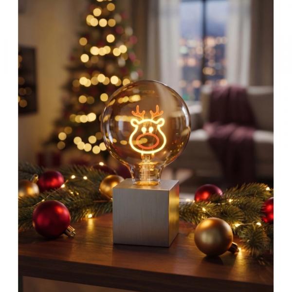 Deko-Glühbirne Rudolf von Sompex mit LED-Filament im Weihnachtsdesign