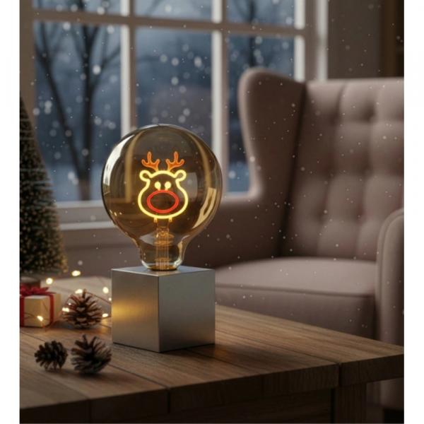 Deko-Glühbirne Rudolf von Sompex mit LED-Filament im Weihnachtsdesign