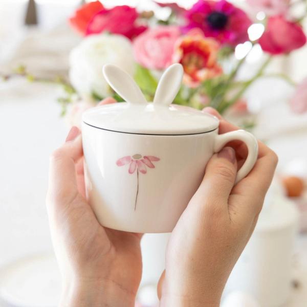 Bastion Collections Tasse Cup White /Rose Flower 10x8x7cm