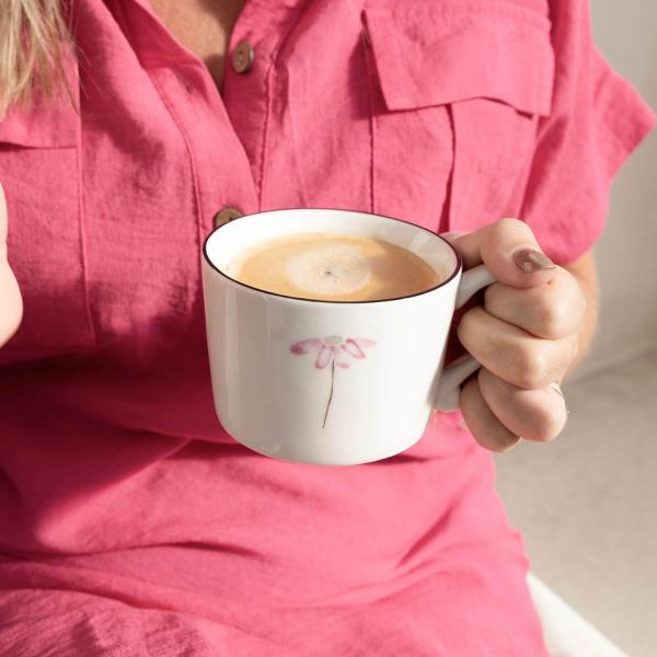 Bastion Collections Tasse Cup White /Rose Flower 10x8x7cm