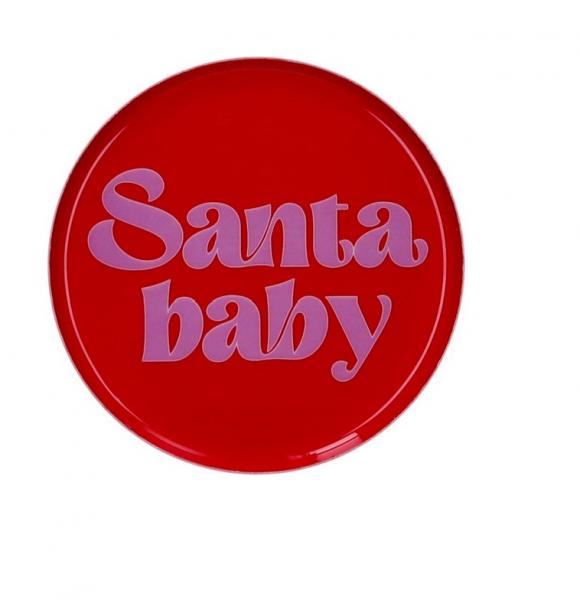 Gift Company Love Trays Dekotablett XS Santa baby, rund, rot