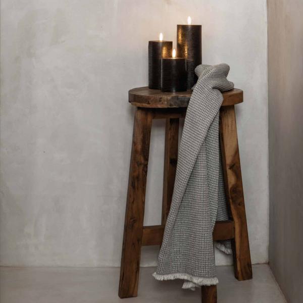 Uyuni Led Pillar Kerze Grey Rustic