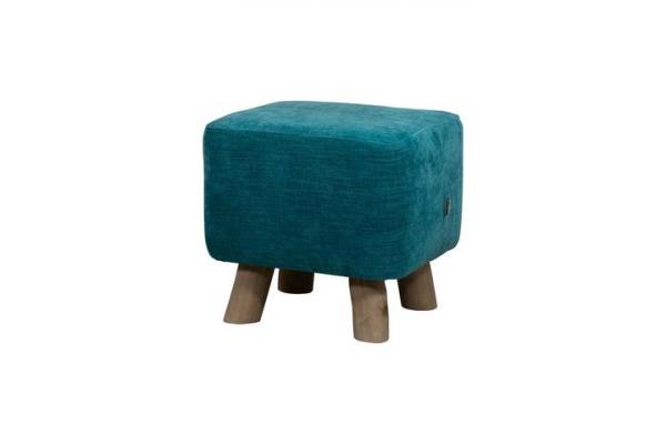 WMG Holz-Hocker Harry mit Stoff Boston / Natur turquise, wunderschoen, relaxen, einmalig