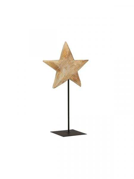 WMG Holz-Stern auf Fuß Natur, 50cm, schick, einzigartig, handgemacht
