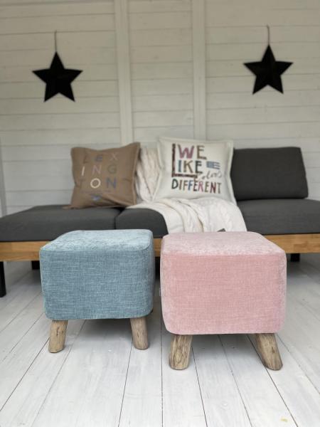 WMG Holz-Hocker Harry mit Stoff Boston / Natur pink