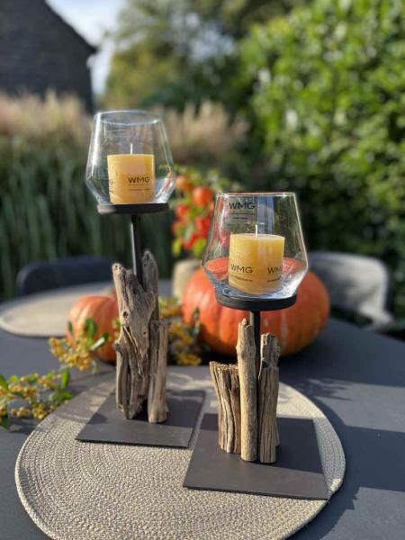 WMG Holz Windlicht Raisa mit Glas h30cm WMG Holz Windlicht Raisa mit Glas h30cm
