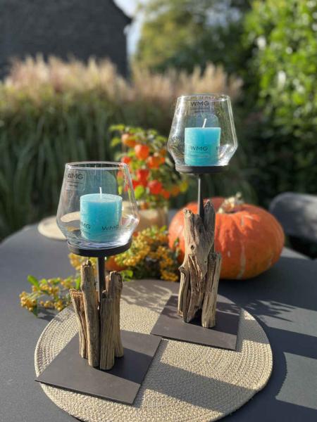 WMG Holz Windlicht Raisa mit Glas h30cm WMG Holz Windlicht Raisa mit Glas h30cm