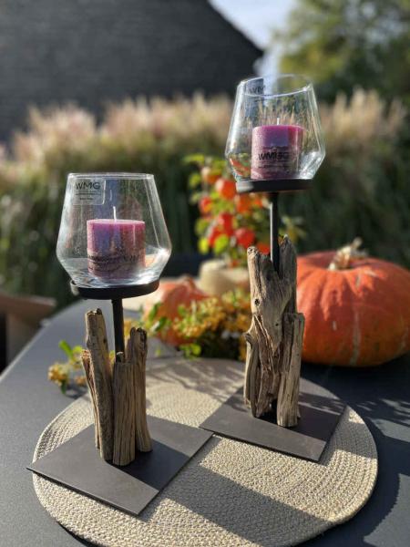 WMG Holz Windlicht Raisa mit Glas h30cm WMG Holz Windlicht Raisa mit Glas h30cm