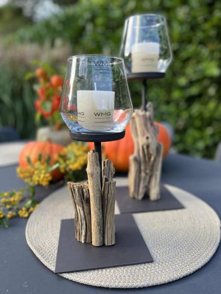 WMG Holz Windlicht Raisa mit Glas h30cm WMG Holz Windlicht Raisa mit Glas h30cm