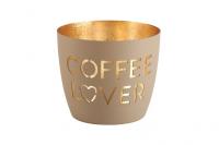 Gift Company Madras Windlicht M, Coffee lover, sandstone gold