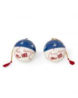 Lexington Papier Maché Weihnachtskugel Christmas Ornament SET Blue/White/Red