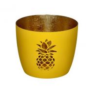 Gift Company Madras Windlicht Ananas, neon gelb/gold